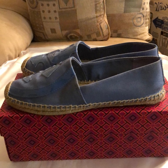 Tory Burch Blue Lonnie Flat Espadrilles Gently Use - Picture 5 of 8